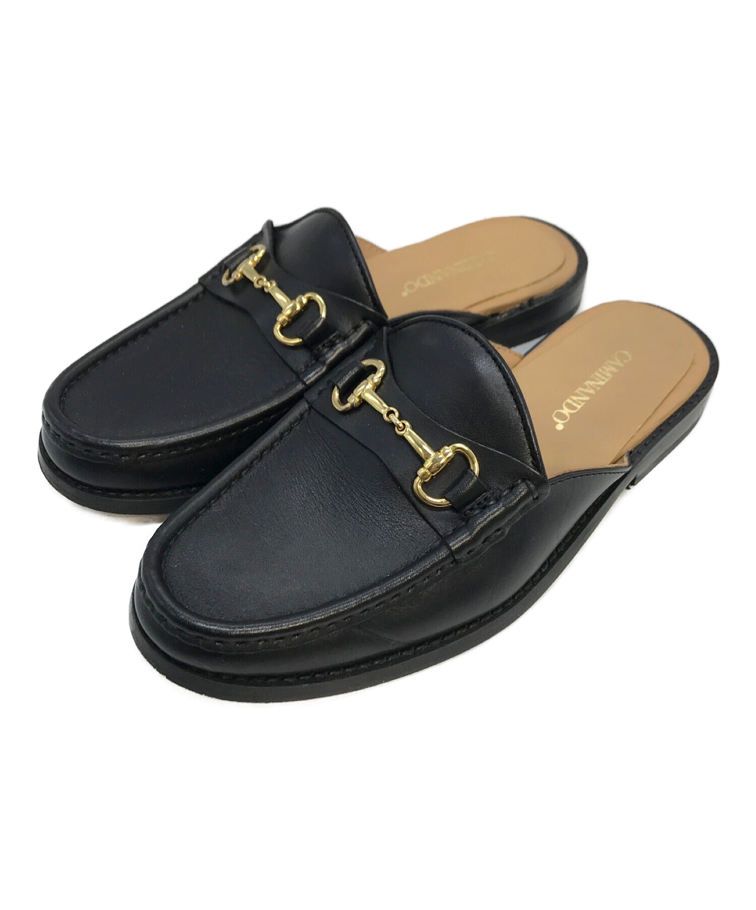 Caminando (カミナンド) BIT MOCCASINS SLIPPERS ブラック サイズ:6