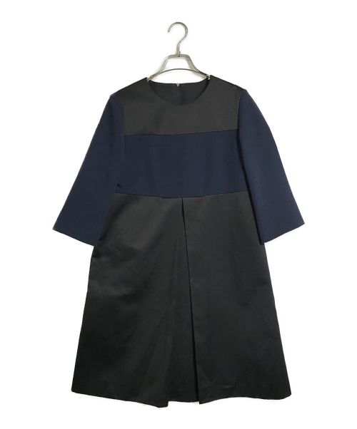 FOXEY（フォクシー）FOXEY (フォクシー) Satin Combo Dress / サテンコンボドレス ネイビー×ブラック サイズ:40の古着・服飾アイテム