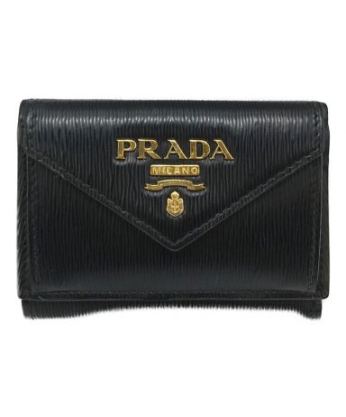 中古・古着通販】PRADA (プラダ) 3つ折り財布 ミニウォレット ブラック