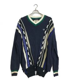 77circa×FRED PERRY（ナナナナサーカ×フレッドペリー）の古着「3Dニットドッキングリメイクニット」｜ネイビー