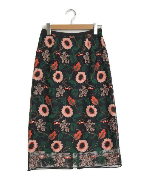 Loulou Willoughby（ルルウィルビー）Loulou Willoughby (ルルウィルビー) フラワー刺繍スカート グリーン サイズ:2の古着・服飾アイテム