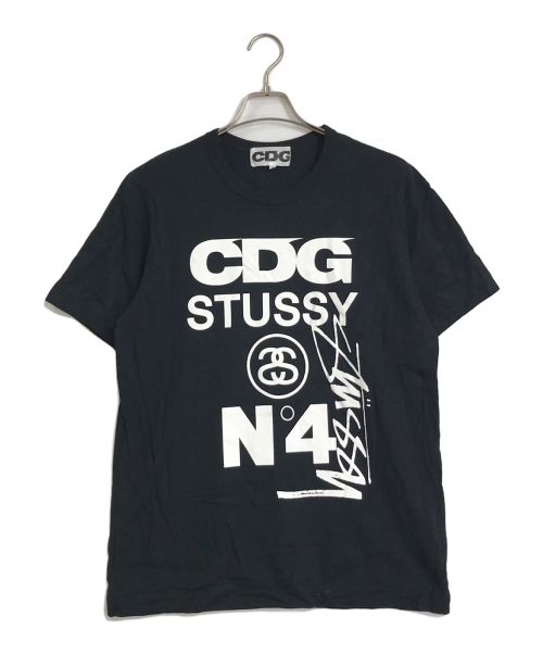 CDG（シーディージー）CDG (シーディージー) stussy (ステューシー) CDG　　プリントTシャツ　　stussy  SH-T002 ブラック×ホワイト サイズ:XLの古着・服飾アイテム