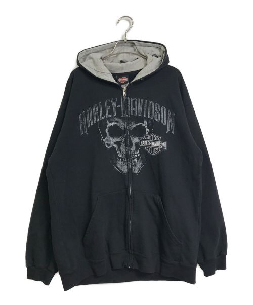 HARLEY-DAVIDSON（ハーレーダビッドソン）HARLEY-DAVIDSON (ハーレーダビッドソン) スカルジップパーカー ブラック サイズ:Mの古着・服飾アイテム