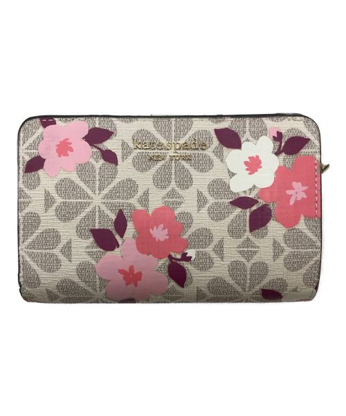 Kate Spade（ケイトスペード）Kate Spade (ケイトスペード) SPADE FLOWER 2つ折り財布K6717 ベージュ×ピンク サイズ:実寸参照の古着・服飾アイテム