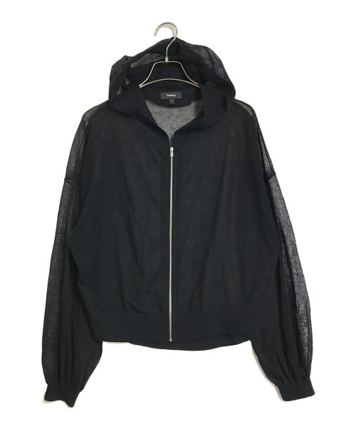 theory（セオリー）theory (セオリー) SHEER HOODIE シアーフーディー　パーカー　薄手パーカー ブラック サイズ:Sの古着・服飾アイテム