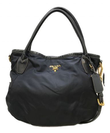 【中古・古着通販】PRADA (プラダ) ナイロン2WAYバッグ ネイビー 