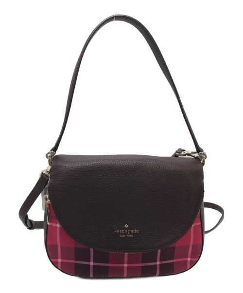 Kate Spade（ケイトスペード）Kate Spade (ケイトスペード) 2WAYショルダーバッグ ブラウン×レッド サイズ:実寸参照の古着・服飾アイテム