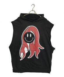 RAF SIMONS（ラフシモンズ）の古着「20SS Smiley Flame Sleeveless Hooded / ノースリーブパーカー」｜ブラック