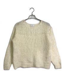 CLANE（クラネ）の古着「HALF SHEER LOOSE MOHAIR KNIT TOPS ハーフシアールーズモヘヤニット　モヘヤニット　ローゲージニット」｜ホワイト