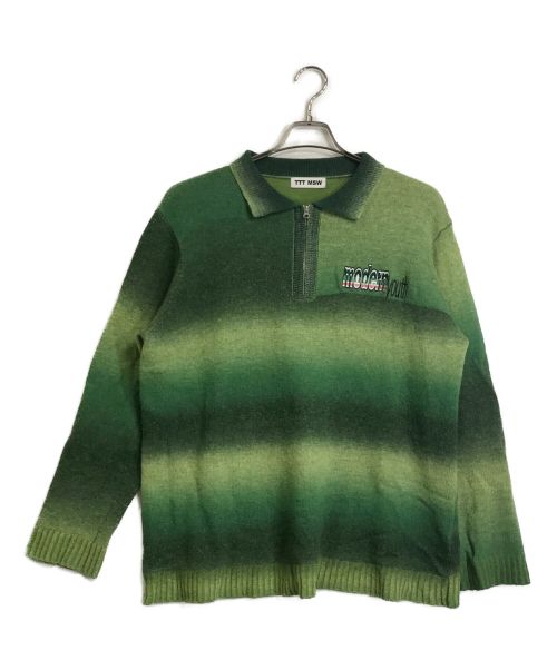 TTT MSW（ティー）TTT MSW (ティー) Kasuri Knit polo グリーン サイズ:XLの古着・服飾アイテム