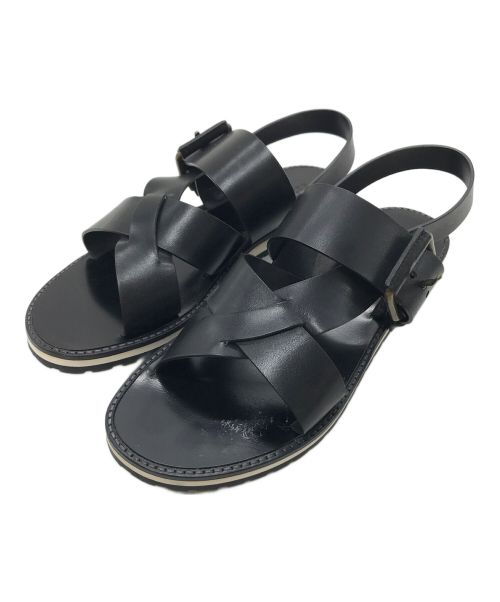 SARTORE（サルトル）SARTORE (サルトル) レザーストラップサンダル　leather sandal ブラック×ホワイト サイズ:37の古着・服飾アイテム