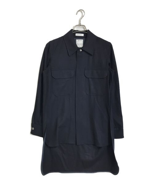 MADISON BLUE（マディソンブルー）MADISON BLUE (マディソンブルー) HAMPTON LONG SHIRT ハンプトンウールロングシャツ　長袖シャツ ネイビー サイズ:01の古着・服飾アイテム