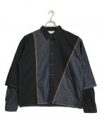 jiedaジエダ）の古着「SWITCHING DENIM SHIRT」｜インディゴ×ブラック