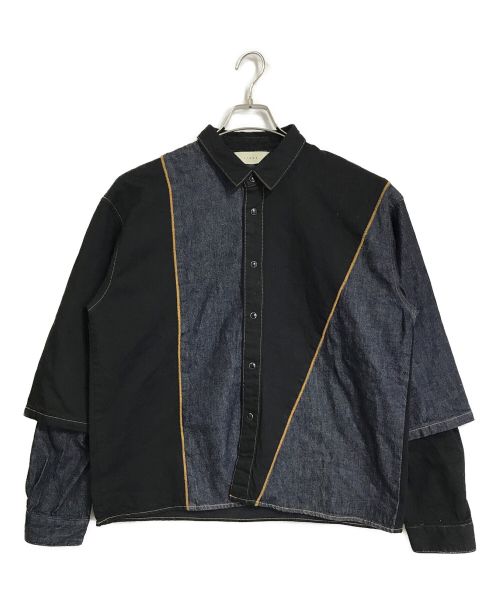 jieda（ジエダ）jieda (ジエダ) SWITCHING DENIM SHIRT インディゴ×ブラック サイズ:1の古着・服飾アイテム