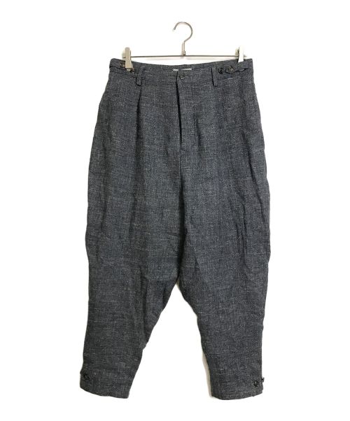 hazama（ハザマ）hazama (ハザマ) ウールリネンサルエルパンツ　wool linen  pants テーパードパンツ　日本製 ネイビー サイズ:実寸参照の古着・服飾アイテム