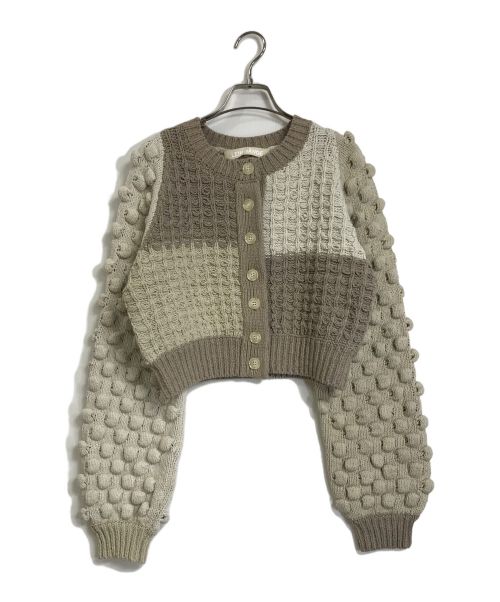 LEINWANDE（ラインヴァンド）LEINWANDE (ラインヴァンド) Bubble Patchwork Cardigan/立体カーディガン/ ブラウン サイズ:FREEの古着・服飾アイテム