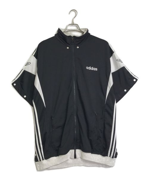 adidas（アディダス）adidas (アディダス) デタッチャブルトラックジャケット/半袖ジャージトラックジャケット ブラック×ホワイト サイズ:Lの古着・服飾アイテム