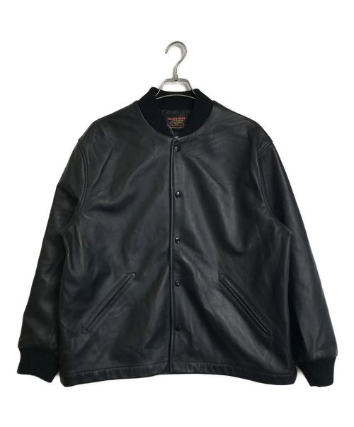 skookum（スクーカム）skookum (スクーカム) green label relaxing (グリーンレーベルリラクシング) 別注 Varsity Leather Blouson/レザーブルゾンSK23104-GL ブラック サイズ:Lの古着・服飾アイテム