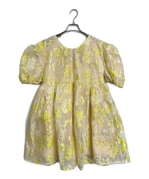 Sister Jane（シスタージェーン）Sister Jane Gloss Floral Mini Smock Dress  22SJ01DR1292YLW   Sister Jane/シスタージェーン  イエロー　ベージュ　花柄ブラウス　半袖 イエロー×ベージュ サイズ:Sの古着・服飾アイテム