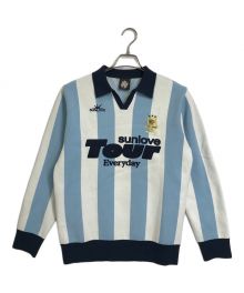 SUNLOVE（サンラブ）の古着「Club Knit Polo ニットポロシャツ ゲームシャツ サッカーシャツ」｜ブルー×ホワイト