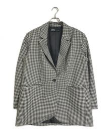 ZARA（ザラ）の古着「GINGHAM STRAIGHT CUT BLAZER」｜ホワイト×ブラック