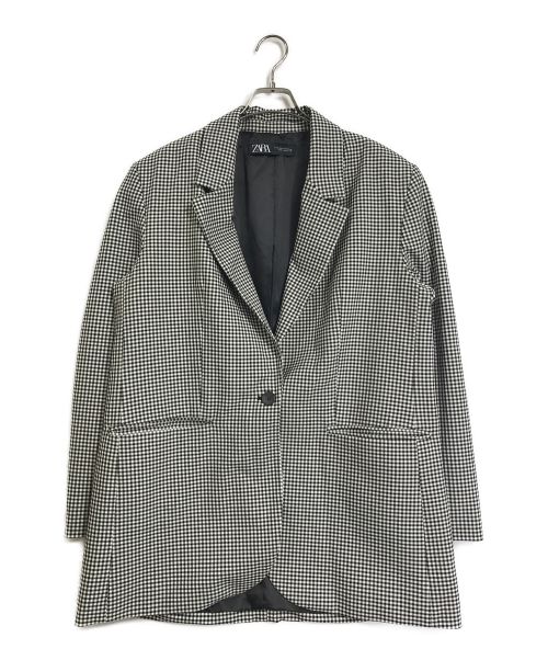 ZARA（ザラ）ZARA (ザラ) GINGHAM STRAIGHT CUT BLAZER ホワイト×ブラック サイズ:XLの古着・服飾アイテム