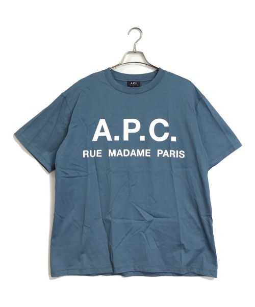 A.P.C.（アーペーセー）A.P.C. (アーペーセー) ﾛｺﾞプリントTシャツ　ブルー　アーペーセー/A.P.C. ブルー サイズ:XLの古着・服飾アイテム