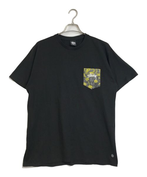 stussy（ステューシー）stussy (ステューシー) FRAGMENT DESIGN (フラグメントデザイン) stussy　　FRAGMENT DESIGN　　ポケットTシャツ ブラック サイズ:Lの古着・服飾アイテム