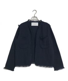 ADAWAS（アダワス）の古着「ADAWAS　　SUMMER TWEED KNIT JACKET  ADWS-208-14」｜ネイビー