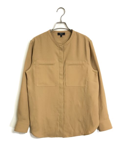 theory（セオリー）theory (セオリー) Prime GGT UTL Shirt B  / バンドカラーシャツ ブラウン サイズ:Sの古着・服飾アイテム