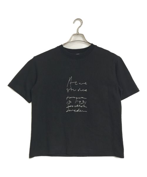 Acne studios（アクネ ストゥディオス）ACNE STUDIOS (アクネ ストゥディオス) Tシャツ　刺繍Tシャツ　ロゴTシャツ　半袖　S/S ブラック サイズ:XSの古着・服飾アイテム