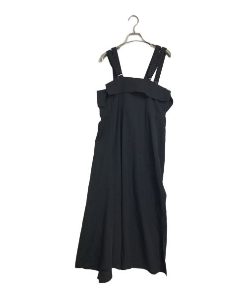 yohji yamamoto+noir（ヨウジヤマモトプリュスノアール）yohji yamamoto+Noir (ヨウジヤマモトプリュスノアール) サスペンダードレス　NN-D18-100　デザインワンピース　ロングワンピース ブラック サイズ:1の古着・服飾アイテム