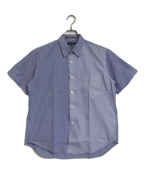 COMME des GARCONS HOMME（コムデギャルソン オム）COMME des GARCONS HOMME (コムデギャルソン オム) ストライプチェック×チェック半袖シャツ　HS-B040 スカイブルー×ホワイト サイズ:SSの古着・服飾アイテム