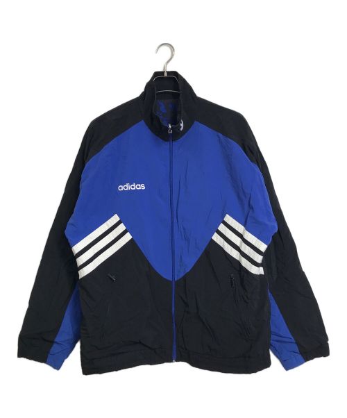 adidas（アディダス）adidas (アディダス) トラックジャケット　ジャージジャケット　万国旗タグ ブラック×ブルー サイズ:Lの古着・服飾アイテム