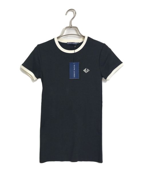 RALPH LAUREN（ラルフローレン）RALPH LAUREN (ラルフローレン) ロゴカットソー　Tシャツ　半袖　リンガーT ブラック サイズ:Mの古着・服飾アイテム