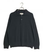 MAISON SPECIALメゾンスペシャル）の古着「High Twist Amunzen Dress-Over Knit Polo Shirt  MAISON  SPECIAL メゾンスペシャル 長袖ポロシャツ　ブラック　Mサイズ　」｜ブラック