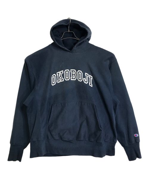 Champion（チャンピオン）Champion (チャンピオン) 【古着】プルオーバーパーカー　フーディー　OKOBOJI  90’ｓ 90年代 メキシコ製　 ネイビー サイズ:XLの古着・服飾アイテム