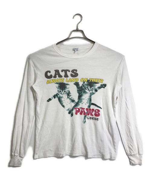 LOEWE（ロエベ）LOEWE (ロエベ) CATSPAWS L/S TEE  ロングスリーブカットソー　ロンT  長袖　猫 ホワイト サイズ:XSの古着・服飾アイテム