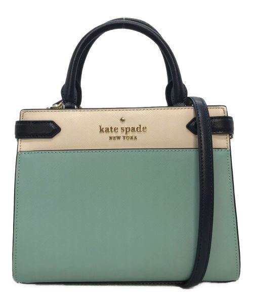 Kate Spade（ケイトスペード）Kate Spade (ケイトスペード) Kate Spade　　ステイシー カラーブロック ミディアム サッチェル スカイブルー サイズ:実寸参照の古着・服飾アイテム