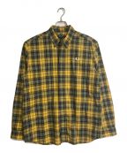 FRED PERRYフレッドペリー）の古着「BOLD TARTAN  SHIRT  タータンチェックシャツ　チェックシャツ　ワンポイント刺繍シャツ　ロゴ刺繍シャツ　長袖M7556 480」｜イエロー