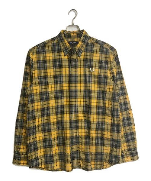 FRED PERRY（フレッドペリー）FRED PERRY (フレッドペリー) BOLD TARTAN  SHIRT  タータンチェックシャツ　チェックシャツ　ワンポイント刺繍シャツ　ロゴ刺繍シャツ　長袖	M7556 480 イエロー サイズ:Lの古着・服飾アイテム