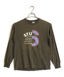 stussy（ステューシー）の古着「【古着】ロングスリーブTシャツ　ロンT  長袖　USA製 2000代前期 銀タグ　OLDSTUSSY」｜カーキ