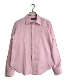 POLO RALPH LAUREN（ポロ・ラルフローレン）の古着「ボタンダウンシャツ　長袖シャツ　ワンポイント刺繍シャツ　shirt」｜ピンク