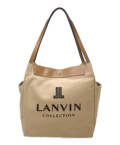 LANVIN COLLECTION（ランバンコレクション）LANVIN COLLECTION (ランバンコレクション) キャンバストートバッグ　大容量　収納ポケット多め ベージュ サイズ:実寸参照の古着・服飾アイテム