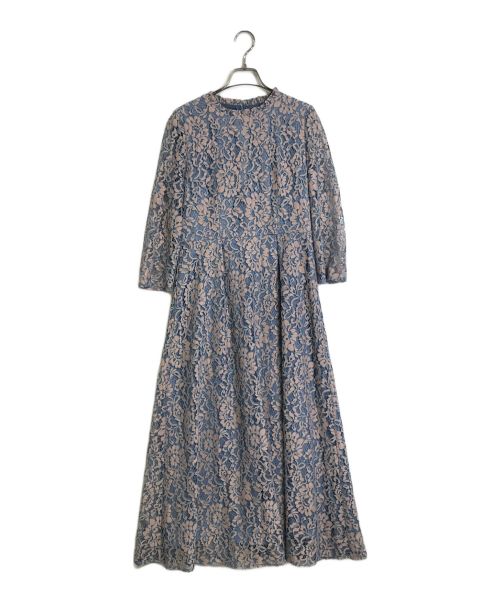 Kaene（カエン）kaene (カエン) kaene　　ミックスレースドレス　　100840 スカイブルー サイズ:38の古着・服飾アイテム