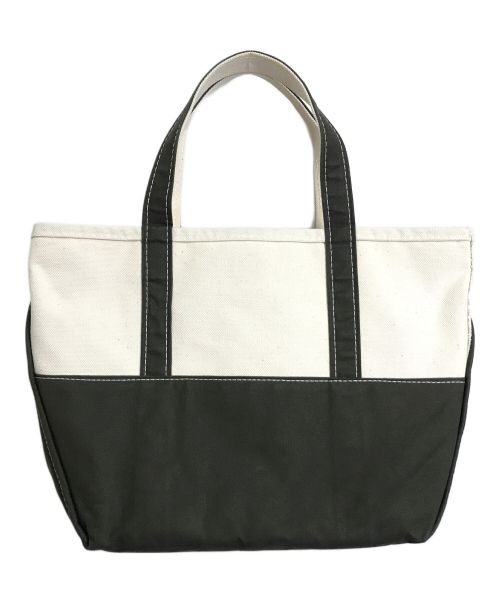 L.L.Bean（エルエルビーン）L.L.Bean (エルエルビーン) BEAMS (ビームス) トートバッグ/DEEP BOTTOM BOAT AND TOTE BAG M オリーブ×ホワイト サイズ:実寸参照の古着・服飾アイテム