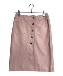 CHANEL（シャネル）の古着「ココマークボタンラムレザースカート　P19168V01071」｜ピンク