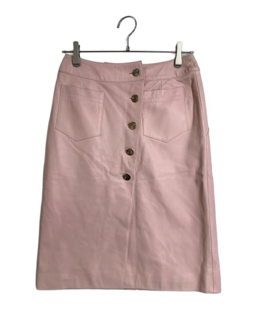 CHANEL（シャネル）CHANEL (シャネル) ココマークボタンラムレザースカート　P19168V01071 ピンク サイズ:36の古着・服飾アイテム