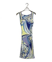 Emilio Pucci（エミリオ プッチ）の古着「総柄ワンピース　Emilio Pucci エミリオプッチ　レディース　Mサイズ　51RL92」｜ブルー