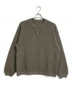 crepusculeクレプスキュール）の古着「ヘンリーネックスウェット/Moss stitch henley neck」｜ブラウン